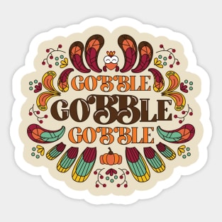 Gobble Gobble Thanksgiving Cute Turkey Sticker